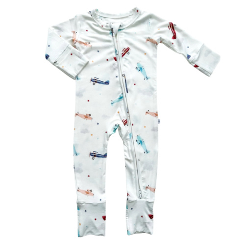 Zipper Romper - Vintage Airplane