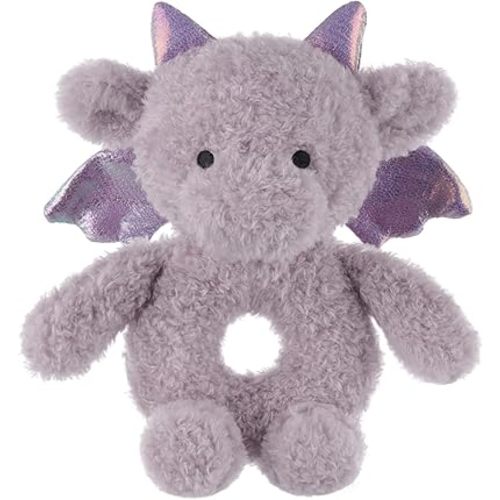 Apricot Lamb Purple Dragon Soft Baby Rattle for Boys and Girls, Plush Stuffed Animal Rattle Toy Lovey for The Newborn, 0-3 Months, 0-6 Months and Above, 4.7Inches