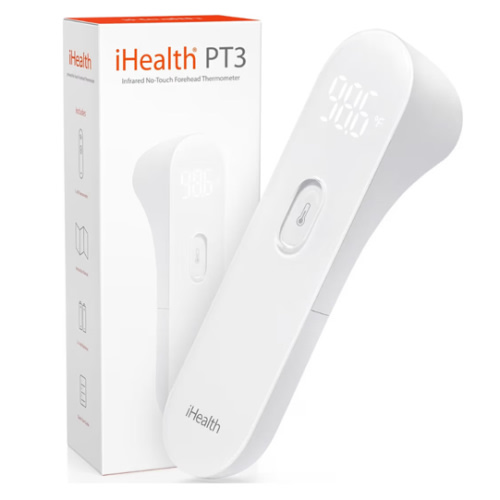 iHealth No-Touch Forehead Thermometer for Adults, Kids, Babies - FSA HSA Eligible, 3 Ultra-Sensitive Sensors, Quiet Vibration Feedback, Digital Large LED Digits, Easy to Use for Home & Nurses, PT3
