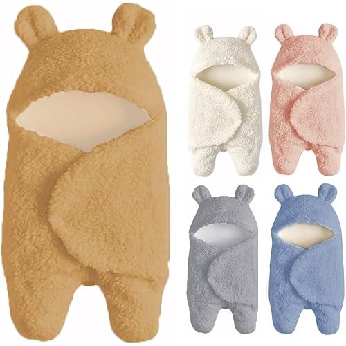 Baby Swaddle Blanket Boys Girls Cute Bear Plush Essential Receiving Blanket Ultra-Soft Newborn Registry Sleeping Wraps for Infant 0-6 Months - Pink