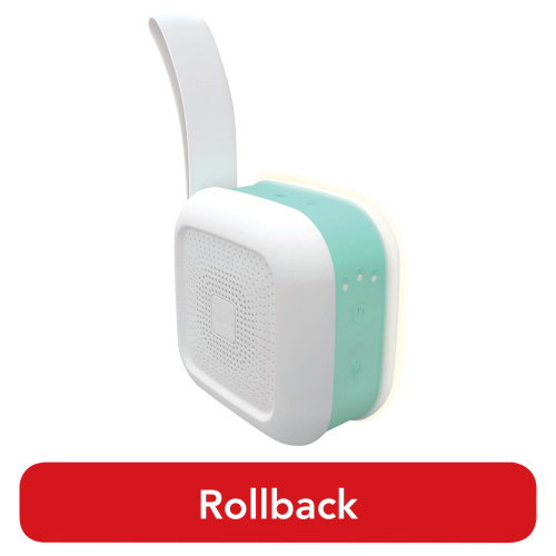 Frida Baby 2-in-1 Portable Sound Machine and Night Light with Strap for Infant, White noise Machine with Soothing Sounds for Stroller or Car Seat with Volume Control