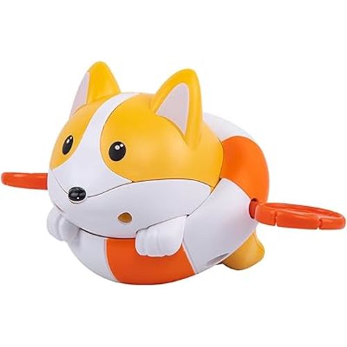 Bath Toy Pull String Corgi Bathtub Toy Windup Swimming Corgi Rowing Puppy Floating Water Toy for Boys and Girls (Orange)
