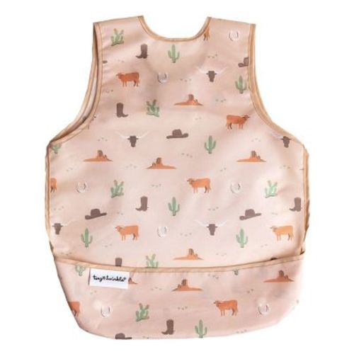 Tiny Twinkle Mess-Proof and Waterproof Baby Bib/Apron, Machine Washable and BPA-Free (Cowboy, Large 2-4 Years)