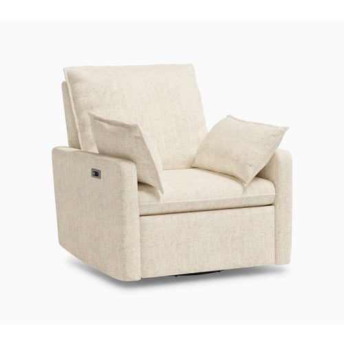 Paxton Pillow Power Recliner Performance Heathered Chenille Ecru