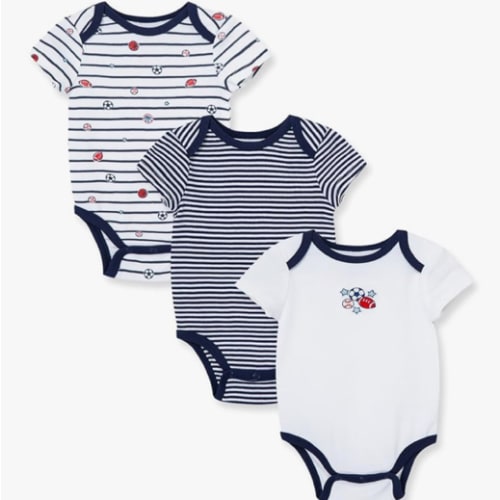 Little Me Clothes for Baby 3-Pack 100% Cotton Scratch Free Tag Bodysuits, Newborn to 9 Months