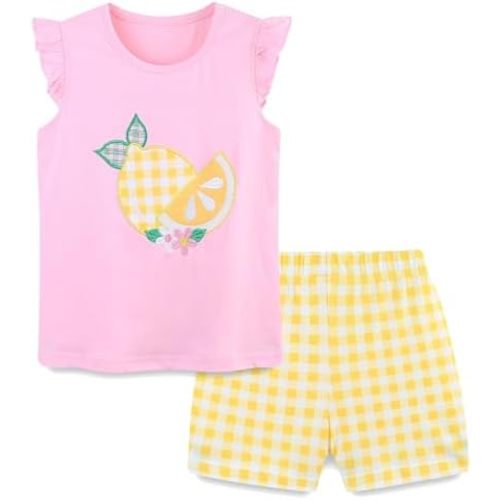 Baby Toddler Girl's Cotton Short Sleeve Tshirt and Short Set 2-7 Years
