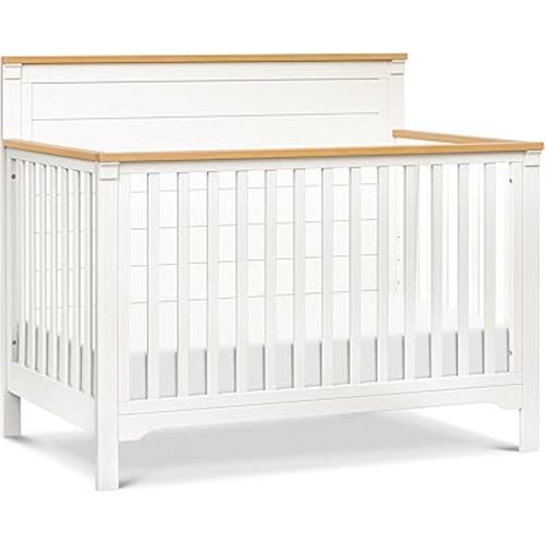 DaVinci Shea 4-in-1 Convertible Crib in Warm White and Honey, GREENGUARD Gold Certified