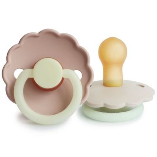 FRIGG Daisy Night Natural Rubber Pacifier 2-Pack Blush/Cream 0-6 months