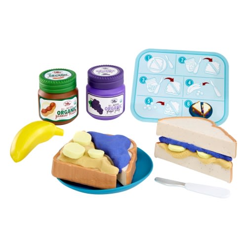 Little Tikes Creative Chef Peanut Butter & Jelly Kit with Make-It Mix Play Sand, 10 Accessories, Realistic Pretend Play Sandwich Maker, Boys, Girls, Ages 3+