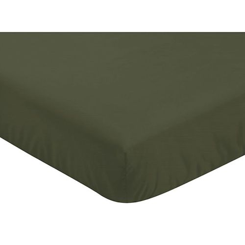 Sweet Jojo Designs Woodland Camo Solid Fitted Crib Sheet in Hunter Green