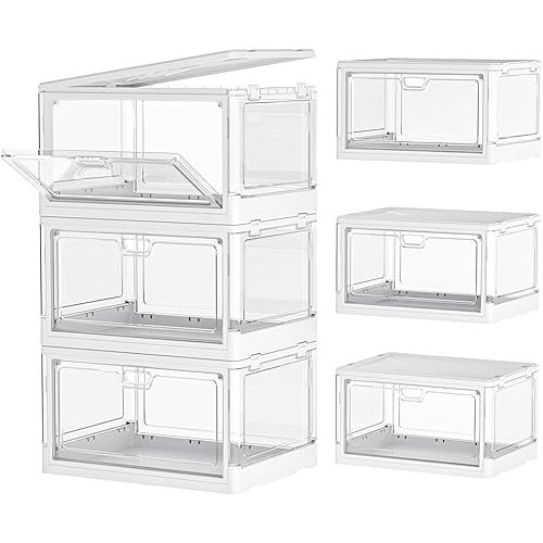 Clear Storage Bin with Lid for Closet 3 Pack
