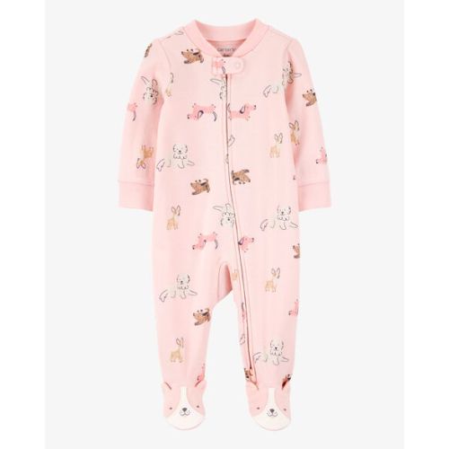 Baby Girl Dog Print 2-Way Zip Cotton Sleep & Play Pajamas - Pink - Carter's | Carter's