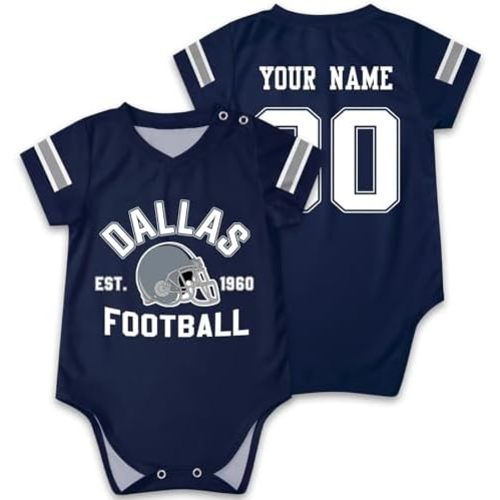 OAOANS Baby Clothes Personalized Football Baby Jersey Custom Name Number Newborn Toddler Apparel 0-24 Months Sports Fan Gifts