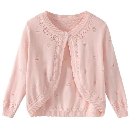 Toddler Girls Knit Cropped Bolero Shrug Little Kids Long Sleeve Open Front Cardigan Sweater, 6Months-7Years