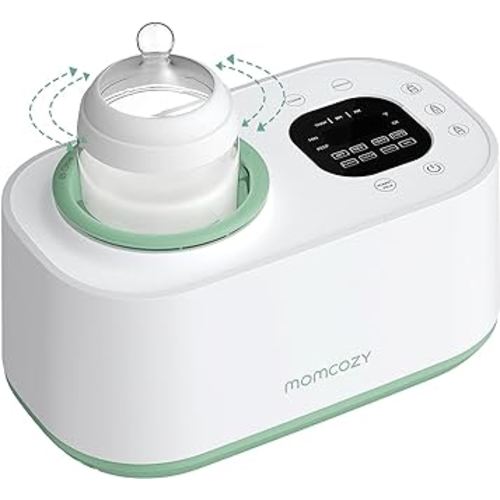 Momcozy Waterless Bottle Warmer with Shake Function - Safer for Baby, Wash Free, 4 Temp Settings, Surrounding Hot Air Heating Breastmilk Evenly to Ideal Temp - Baby Bottle Warmer for Safe Heating