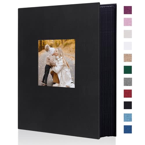 Artmag Fabric Photo Album 4x6 300 Large Capacity for Family Wedding Anniversary Linen Album Holds 300 Horizontal Photos (300 Pockets, Black)
