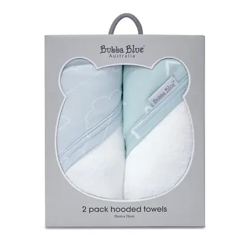 Bubba Blue Nordic 2 Pack Hooded Towel Sky/Mint | Baby Bunting AU