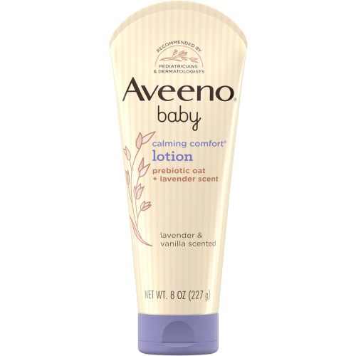 Aveeno Baby Calming Comfort Moisturizing Lotion with Relaxing Lavender & Vanilla Scents, Non-Greasy Body Lotion with prebiotic Oatmeal & Dimethicone, Paraben- & Phthalate-Free, 8 fl. oz