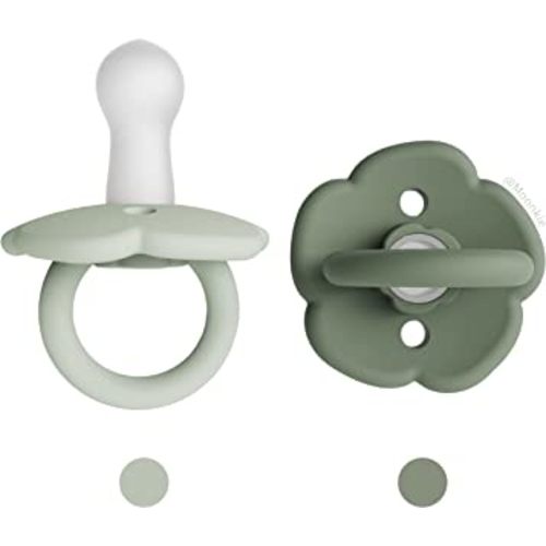 Moonkie Pacifiers Set of 2 | One-Piece Design Baby Pacifier with Large Air Holes | BPA-Free Safe Silicone Soother | 6 Months Up