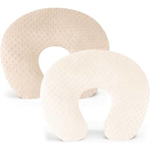 Konssy 2 Pack Nursing Pillow Covers, Soft and Comfortable Nursing Cover for Breastfeeding Pillows, Pillow Slipcover for Baby Girls Boys Newborn(Brown, Beige)