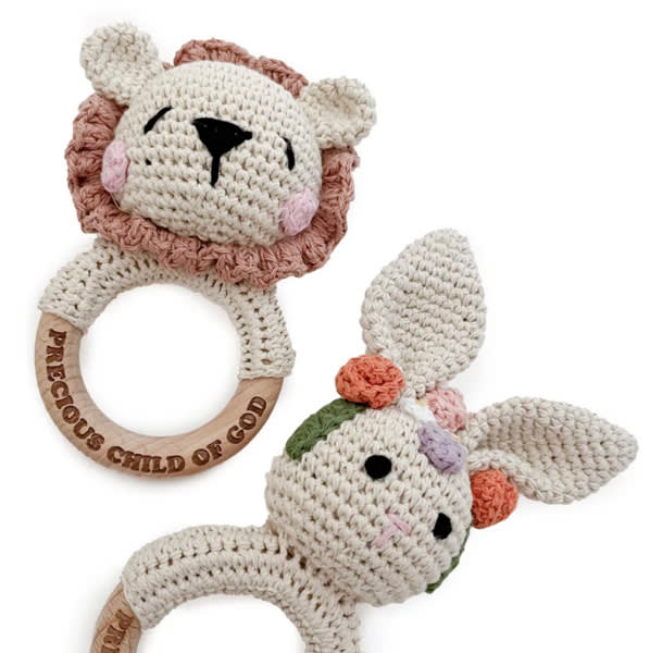 Precious Child of God Knitted Teether Rattle
