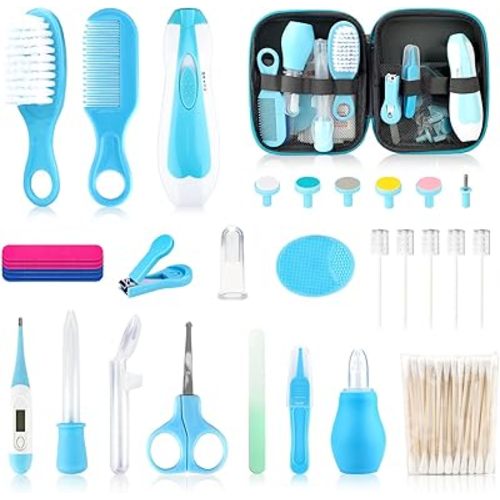 Baby Healthcare and Grooming Newborn Nursery Kits 38 in 1 Safety Electric Nail Trimmer Baby Essentials Set for Infant Toddlers Baby Boys Girls Kids Shower Gifts Blue