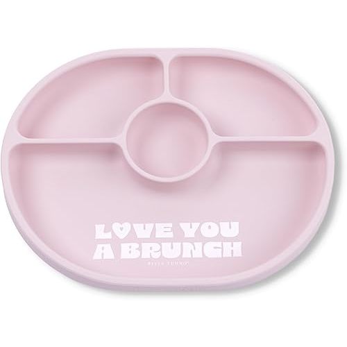 Bella Tunno Suction Plate for Babies & Toddlers, Self-Feeding Dish for Baby Led Weaning, Silicone Divided Plate, Sticks to Highchair Trays & Tables, Microwave & Dishwasher Safe, Love You a Brunch