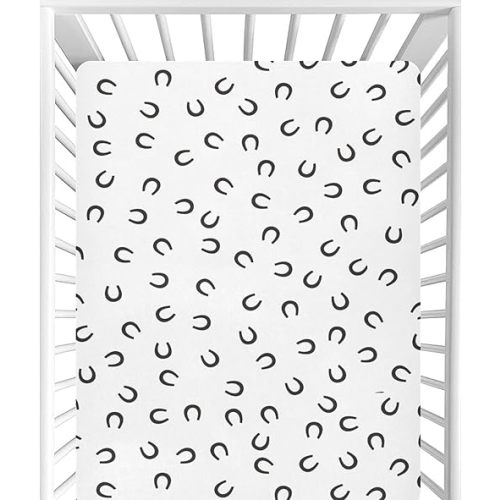 CaTaKu Horseshoe Black Baby Girls Fitted Crib Sheets for Mini Mattress Infant Newborn Nursery Bed Toddler Sheets Horseshoe Black 27"x 39"