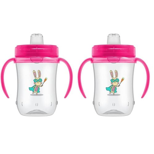 Dr. Brown's Milestones Soft Spout Sippy Cup with Handles - Pink - 9oz - 9m+ (Pack of 2)
