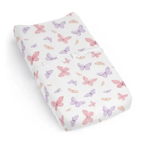 Sweet Jojo Designs Pink and Purple Shabby Chic Butterfly Girl Baby Changing Pad Cover Sheet Infant Newborn Diaper Table Change Mat Cover Blush Yellow Lavender Colorful Pastel Lilac Watercolor Pattern
