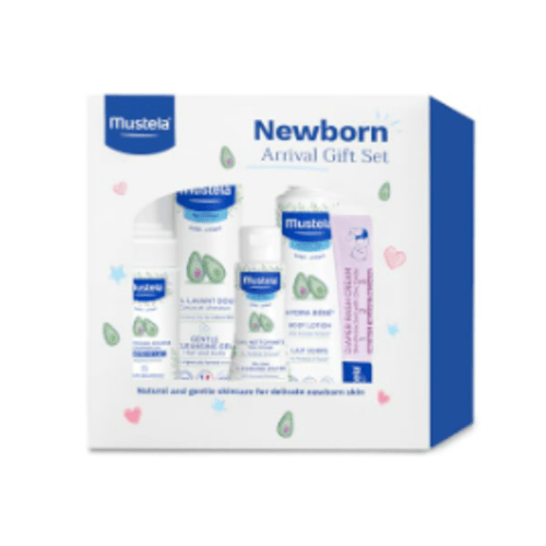 Mustela Newborn Arrival Gift Set - Baby Skincare & Bath Time Essentials - Natural & Plant Based - 5 Items Set