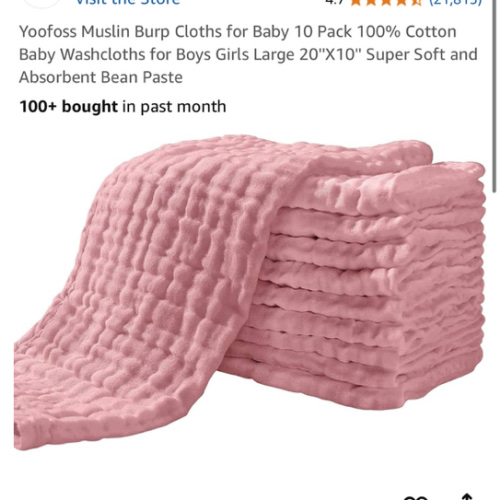 Yoofoss Muslin Burp Cloths for Baby 10 Pack 100% Cotton Baby Washcloths for Boys Girls Large 20''X10'' Super Soft and Absorbent Bean Paste