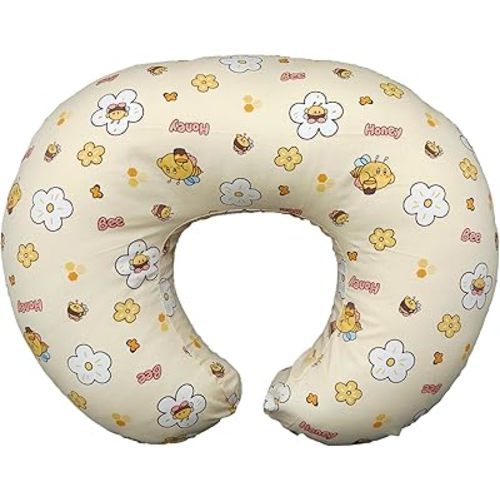 Nursing Pillow, Breastfeeding Pillows with Standard Size Removable Cover, Breast Feeding Pillow with Breathable Filling, Ergonomic Nursing Essentials for Bottle and Breastfeeding- Honey Bee…