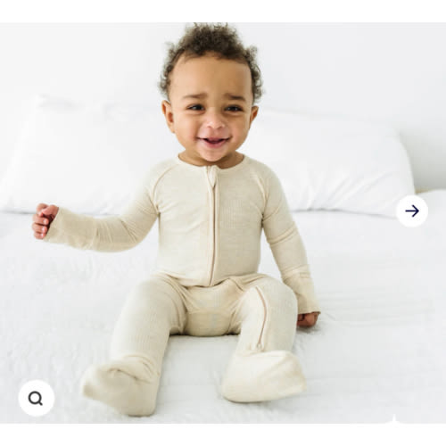 Heather Oatmeal Ribbed Zippy - Little Sleepies