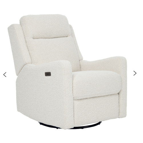 Henry Electric Recliner Glider Chair with USB in Vanilla Bouclé | iL Tutto