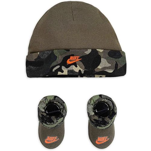 Nike Jordan Infant Baby Hat and Booties Set (Camo(NN0436-E6F)/Green, 0-6 Months)