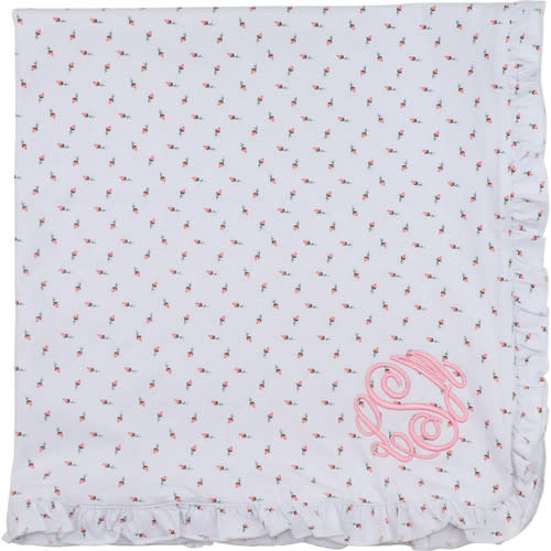 Pink Rosebud Knit Baby Blanket - Cecil and Lou