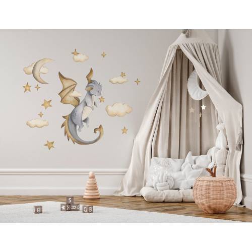 Dragon Wall stickers - Adorable Dragon Wall Decal for Nursery or Playroom Walls