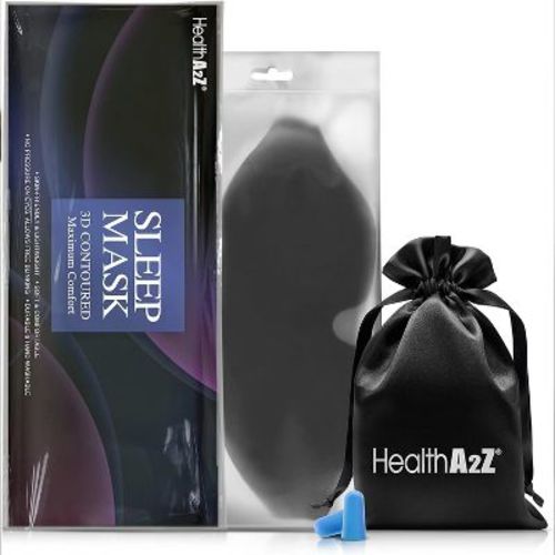 HealthA2Z® Heat-Bonded Sleep Eye Mask 3D Memory Foam – Adjustable, Lightweight (Color: Black)