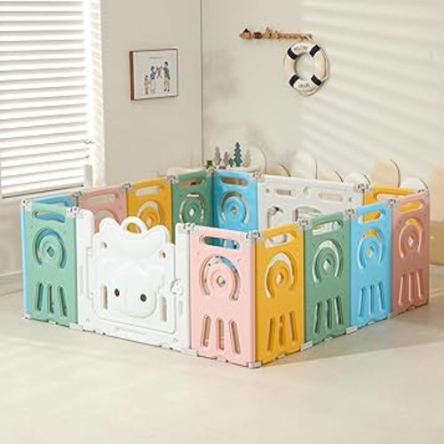 Baby Playpen, Foldable Koala Playpen for Babies and Toddlers,14 Panels Baby Play Pen Large Baby Play Yard, Koala Baby Play Yard, Portable Baby Fence, Baby Gate Playpen, Colorful