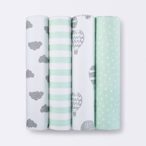 Flannel Baby Blanket In The Clouds 4pk - Cloud Island™ Green