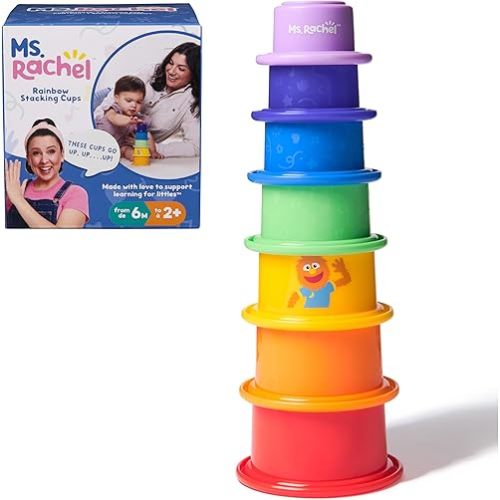 Ms. Rachel Official Rainbow Stacking Cups 7-Pack, Educational Toys & Toddler Toys for Girls & Boys Ages 6 Months to 2+ Years