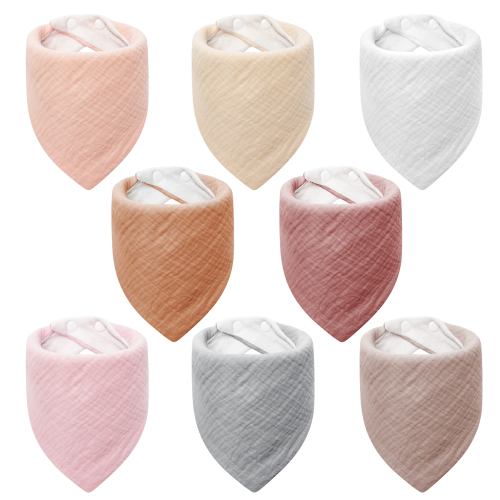 Muslin Baby Bibs for Girls, 8 Pack Drool Bibs, Muslin Triangular Scarf Baby Bibs,Super Absorbent Cotton Neckerchief for Infants Toddlers
