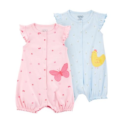 Carter's Child of Mine Baby Girl Romper, 2-Pack, Sizes 0/3-24 Months