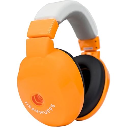Lucid Audio HearMuffs Kids Hearing Protection Orange/White (Over-the-ear Sound Protection Ear Muffs Ages 5+)