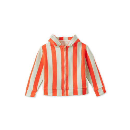 Baby Striped Organic Cotton Zip Up Hoodie - Orange/Green Stripe – Manymoons