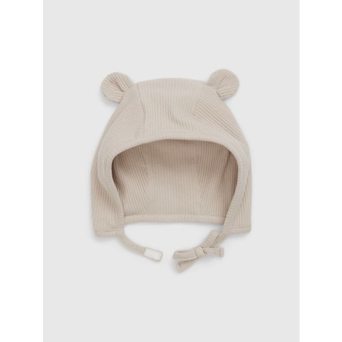 Baby First Favorites TinyRib Bear Hat in bedrock beige, size: 3-6 M