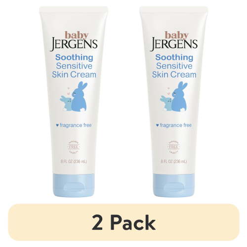 (2 pack) Baby Jergens Soothing Sensitive Skin Cream, Newborn Dry Skin, Fragrance-Free, 8 fl oz