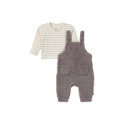 Microplush Overall & Shirt Set / 3-6M (medium grey)