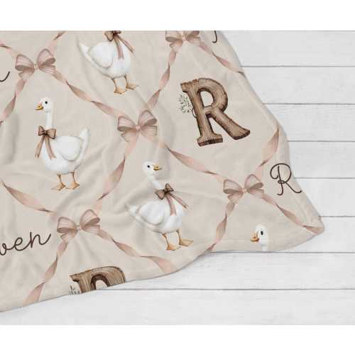 Baby Unisex Personalized Neutral Goose Swaddle Blanket Set